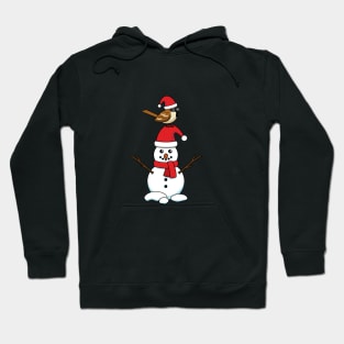 Cute Sparrow on Snowman Hoodie